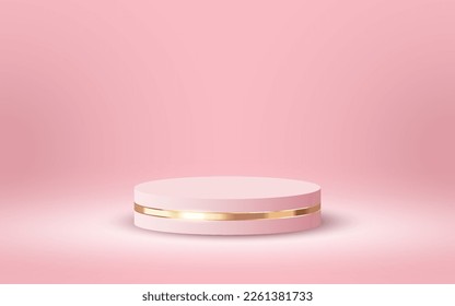 Luxury 3d Podium for Empty Cosmetic Products Show Scene on Soft Pink Background