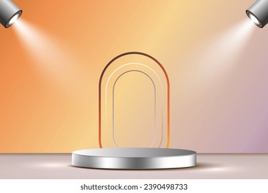 Luxury 3D stage podium cylinder with light effect