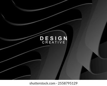 Luxury 3d wave black elegant abstract background.