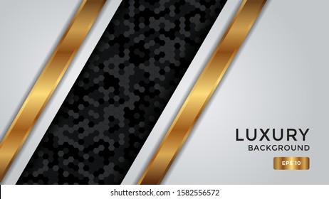 luxury 3d white abstract background with gold lines . overlapping layers. isolated black decorative background. Eps 10