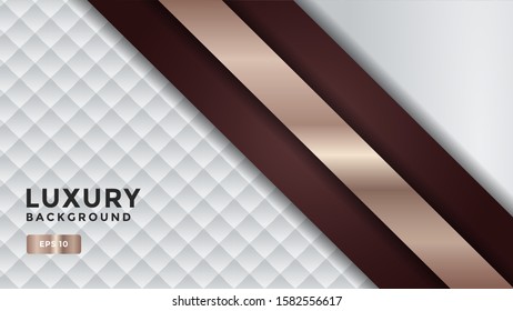 luxury 3d white abstract background with bronze lines. overlapping layers. isolated on white textured background. Eps 10