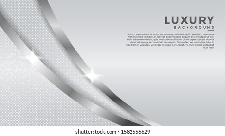 luxury 3d white abstract background with silver lines and dots. isolated on white dots background. Eps 10