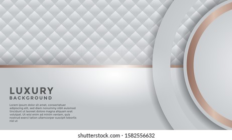 luxury 3d white abstract background with bronze lines and white light. overlapping layers isolated on textured background. Eps 10