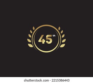 luxury 45 years anniversary logo template. Vector and illustration.