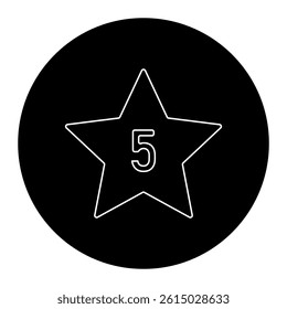 Luxury 5 Star Icon – Dark Background Style. Editable Stroke. Premium Hospitality and High-End Accommodation Symbol