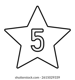 Luxury 5 Star Icon – Gray Style. Premium Hospitality and High-End Accommodation Symbol
