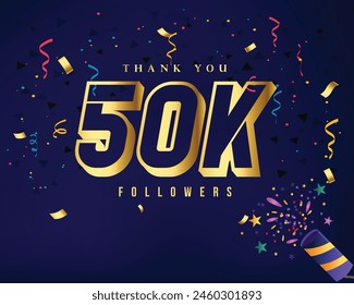 Luxury 50K Followers thank you follower congratulation with Golden color