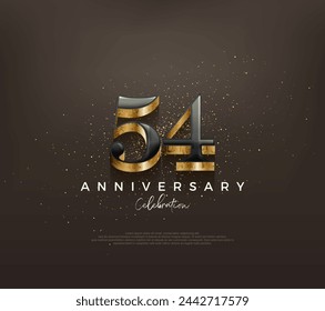 Luxury 54th anniversary design with classic numbers on a black background. Premium vector background for greeting and celebration.