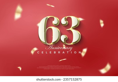 Luxury 63rd anniversary with classic 3d numbers. Premium vector backgrounds. Premium vector background for greeting and celebration.