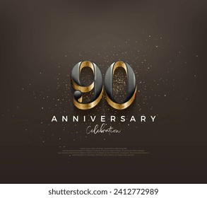 Luxury 90th anniversary design with classic numbers on a black background. Premium vector background for greeting and celebration.