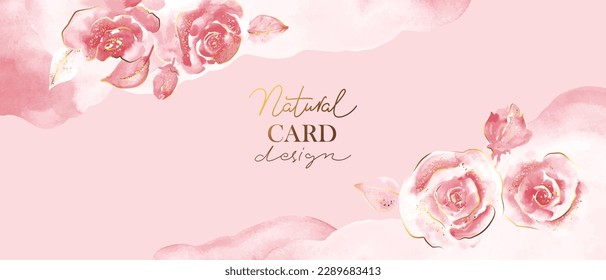 Luxury abstract art botanical composition. Minimal design in red, pink and white. Watercolor flowers, roses, leaves.