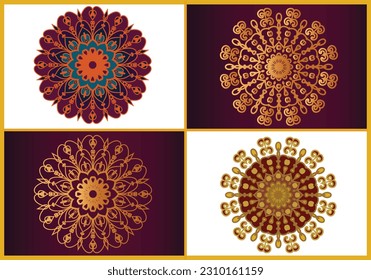 Luxury abstract art mandala design background in colorful template background.