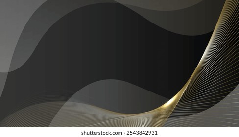 Luxury abstract background with black and gold colors for corporate company banner and presentation. Luxury and elegant design Vector.