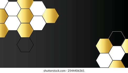 Luxury abstract background with black and gold colors for corporate company banner and presentation. Luxury and elegant design Vector.