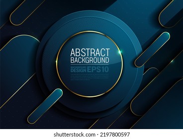 luxury abstract background dark blue color, circle and straight lines overlap layer shadow gradients space composition, simple minimal geometric shapes illustration for banner, flyer cover layout