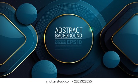 luxury abstract background dark blue color, circlr and straight lines overlap layer shadow gradients space composition, 3840 x 2160 monitor size for banner, flyer cover layout, template design