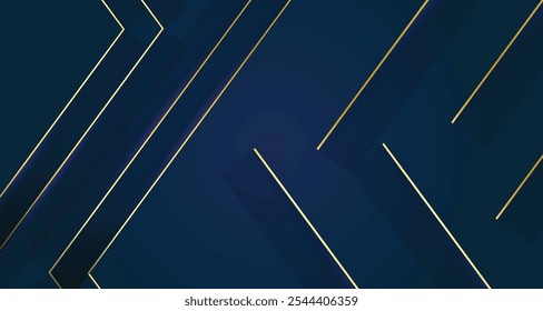 Luxury abstract background with elegant blue and gold colors for corporate company banner and presentation. Luxury and elegant design Vector.