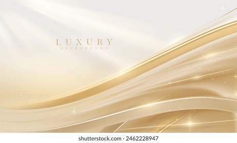 Luxury Abstract Background with Glitter Light Effect Decoration, Soft Golden Glow, and Circular Frame on an Elegant Stage.