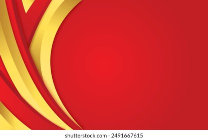luxury abstract background with gold ornament curved lines in red color with empty space for text vector illustration	
