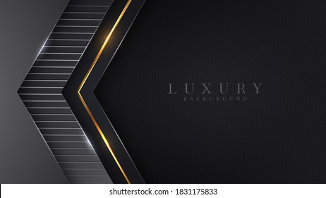 Luxury abstract background, golden lines on dark, modern black backdrop concept 3d style. Illustration from vector about modern template deluxe design.