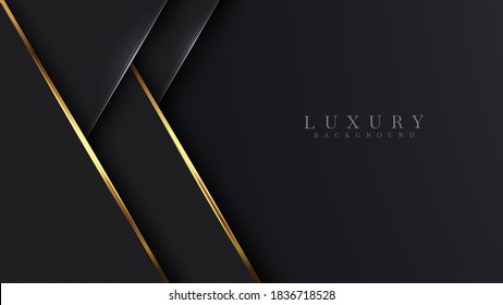 Luxury abstract background, golden lines on dark, modern black backdrop concept 3d style. Illustration from vector about modern template deluxe design.