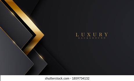 Luxury abstract background with golden lines on dark, modern black backdrop concept 3d style. Illustration from vector about modern template deluxe design.