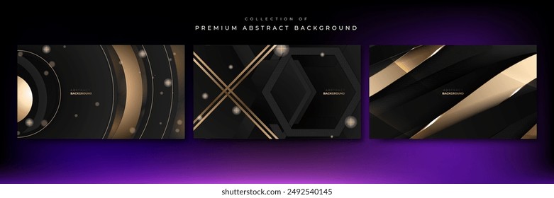 Luxury abstract background with golden lines on dark, modern black backdrop concept 3d style. Illustration from vector about modern template deluxe design.
