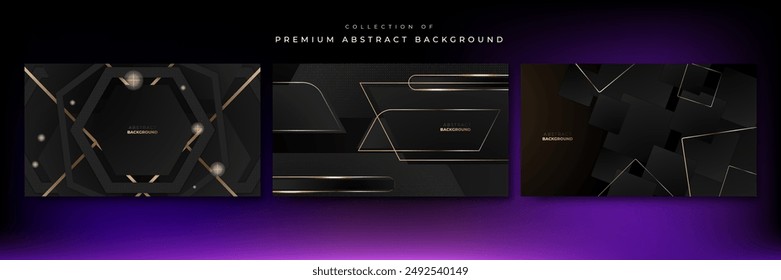 Luxury abstract background with golden lines on dark, modern black backdrop concept 3d style. Illustration from vector about modern template deluxe design.