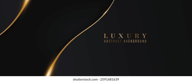 Luxury abstract background with golden lines on dark, modern black backdrop concept style. Illustration from vector about modern template deluxe design.