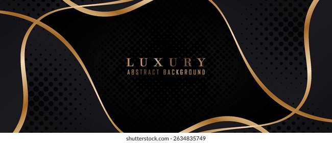 Luxuriöser abstrakter Hintergrund mit goldenen Linien auf dunklem, modernem schwarzem Hintergrund. Illustration von Vektor über moderne Vorlage Deluxe Design.