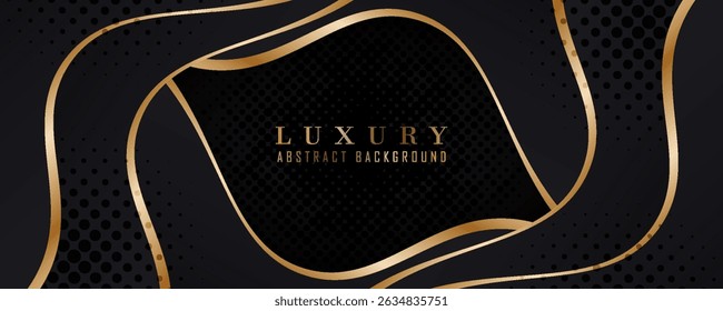 Fondo abstracto de lujo con líneas doradas en estilo de concepto de telón de fondo negro oscuro y moderno. Ilustración del Vector sobre el diseño de lujo de Plantilla moderno.