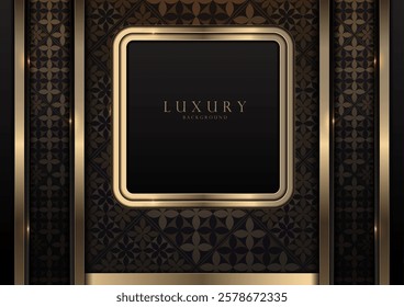 Luxury abstract background with golden rectangular frame and side accents, Ideal for Diwali and Islamic themed, wallpapers elegant web designs, vector art, not AI-generated.