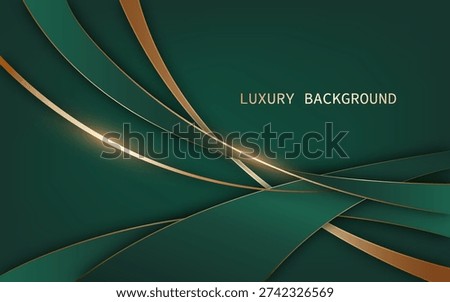 Luxury abstract background on green tones accented with flowing metallic gold lines.