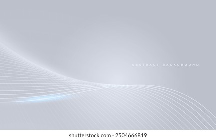 Luxuriöser abstrakter Hintergrund mit silbernen fließenden Wellenlinien. Weiche graue moderne Vektorgrafik mit Wellenstreifen.