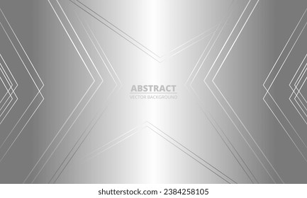 Luxury abstract background with silver gradient lines triangle arrows and shadows. Modern light silver color wide metallic banner with angles. Futuristic geometric vector abstract backdrop.