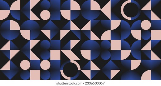 Luxury abstract background with simple geometric figures. Vector pattern with gradient blue and pale pink various shapes. Modern design graphic for poster, cover, art, presentation, prints, wallpaper.