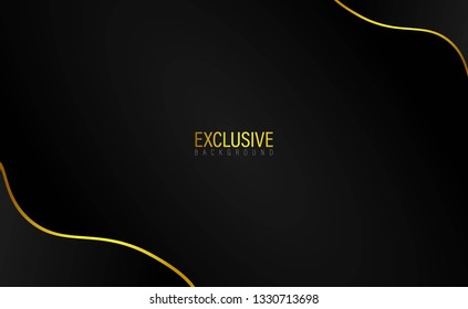 Luxury abstract background template with shiny gold line. exclusive black background. suitable for business card and others.