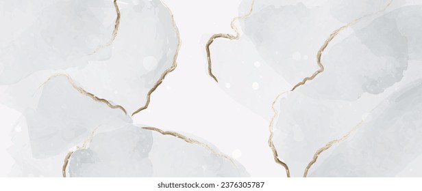 Luxury abstract background, vector art. Minimal soft blue watercolor texture with abstract shapes and golden wave lines set. Design for wall decoration, banners, covers, postcards.	