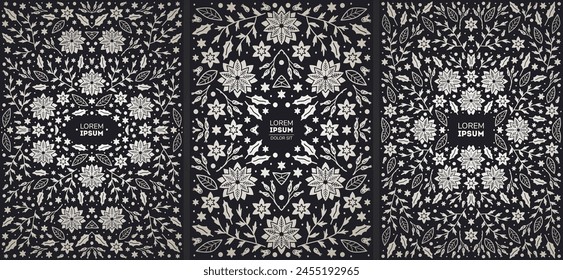 Luxury abstract backgrounds, Merry Christmas invitations, vintage frames.