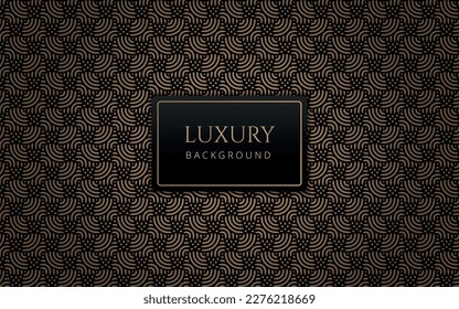 Luxus abstraktes schwarz-goldenes lineares Muster. Formal Premium Hintergrund Vorlage nützlich für Einladung Design, Geschenkkarte, Gutschein, Geschenkgutschein, VIP-Einladung. Eleganter geometrischer Maschenhintergrund.