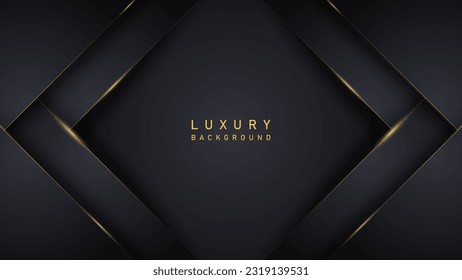 luxury abstract black hexagon background with shiny gold line. luxury elegant modern dark theme design vector illustration EPS10