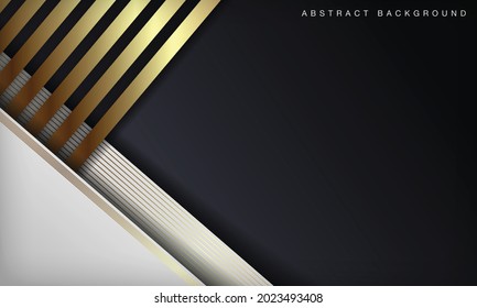 Lujo de fondo negro y blanco abstracto con líneas doradas en la decoración.