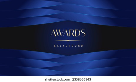 Luxury abstract blue awards background. Wedding marriage invitation poster. Lines growing elegant shine spark. Classic shape post.