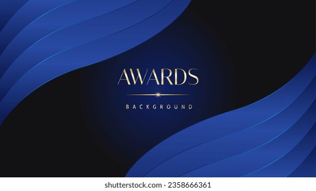 Luxury abstract blue awards background. Wedding marriage invitation poster. Lines growing elegant shine spark. Classic shape post.