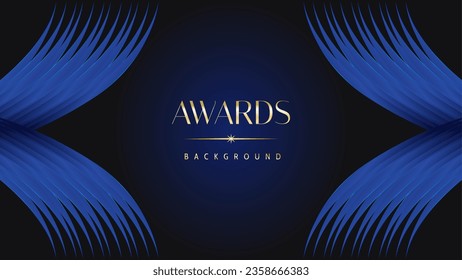 Luxury abstract blue awards background. Wedding marriage invitation poster. Lines growing elegant shine spark. Classic shape post.
