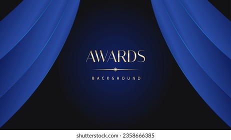 Luxury abstract blue awards background. Wedding marriage invitation poster. Lines growing elegant shine spark. Classic shape post.