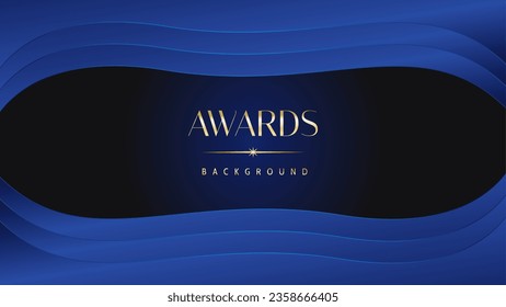 Luxury abstract blue awards background. Wedding marriage invitation poster. Lines growing elegant shine spark. Classic shape post.