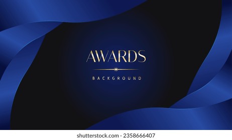 Luxury abstract blue awards background. Wedding marriage invitation poster. Lines growing elegant shine spark. Classic shape post.