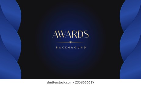 Luxury abstract blue awards background. Wedding marriage invitation poster. Lines growing elegant shine spark. Classic shape post.