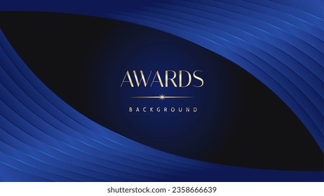 Luxury abstract blue awards background. Wedding marriage invitation poster. Lines growing elegant shine spark. Classic shape post.